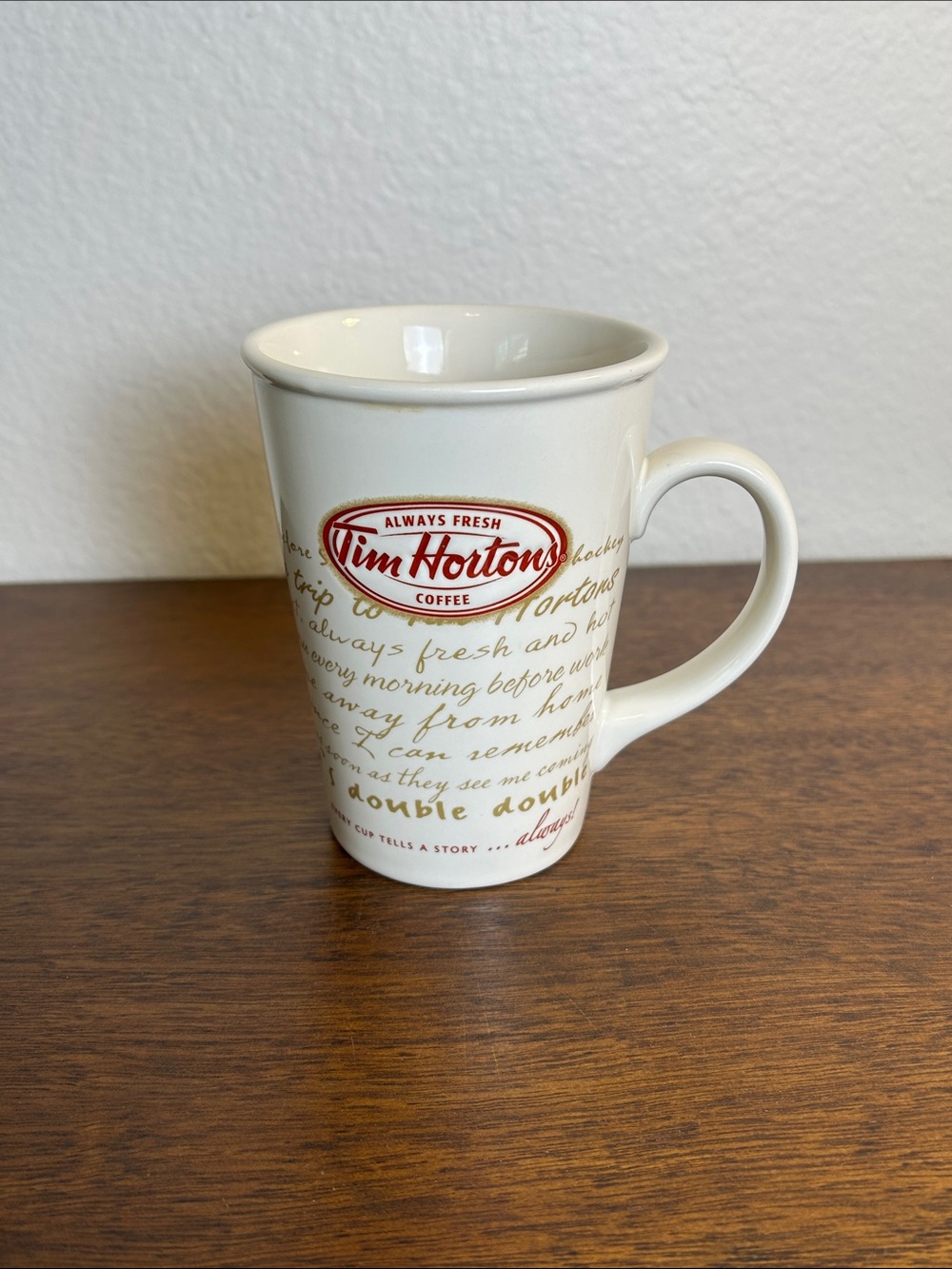 Tim Hortons 2009 Limited Edition Tall Coffee Cup Every Cup Tells A Story Script